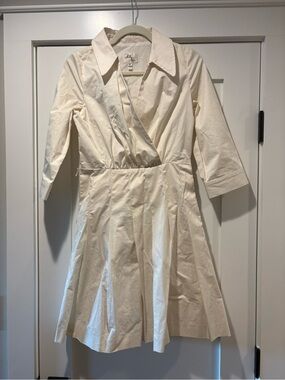 Milly Ivory Collared Wrap-Front Dress size 6